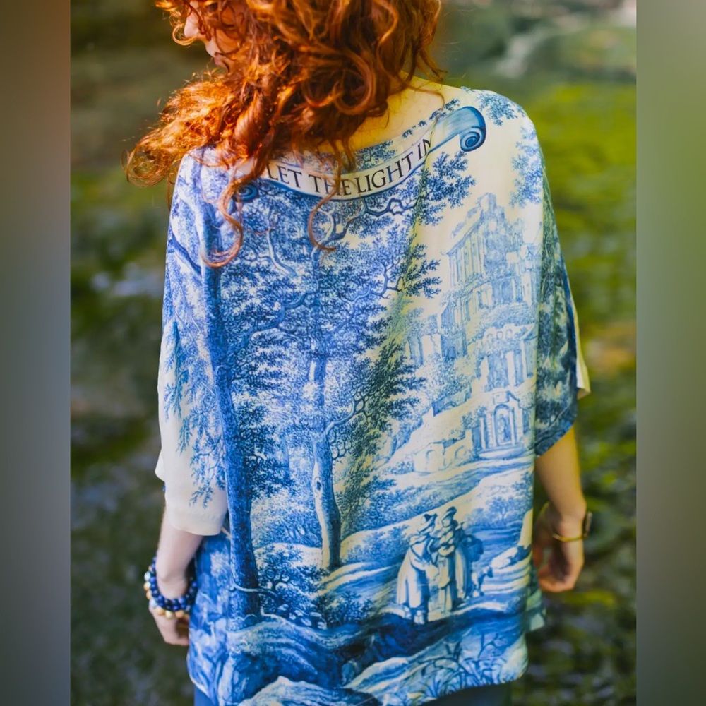 ⭐️BACK IN STOCK⭐️ Let the Light In- Luxe Tee Tunic w Blue Delft T…